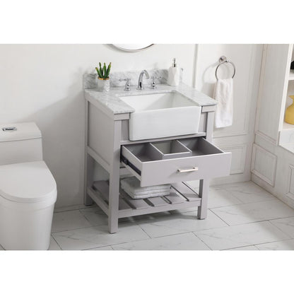 30 inch Single bathroom vanity in grey with backsplash