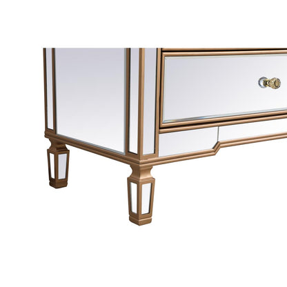 Contempo 72 in. mirrored chest in antique gold