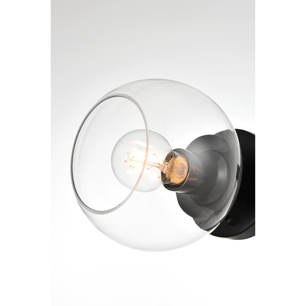 Rogelio 1 light Black and Clear Bath Sconce