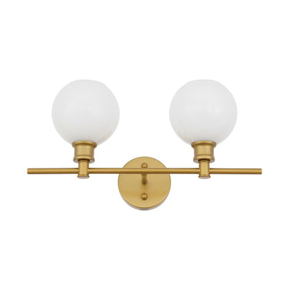 Collier 2 light Brass and Frosted white glass Wall sconce