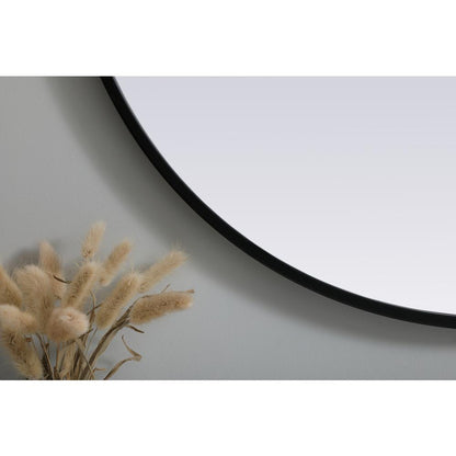Metal Frame Oval Mirror 27x36 Inch in Black