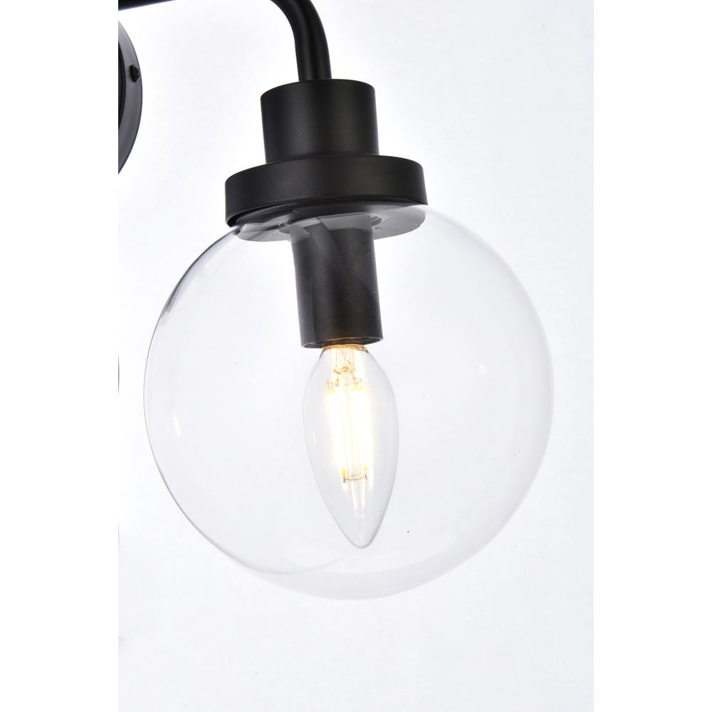 Hanson 3 lights bath sconce in black with clear shade