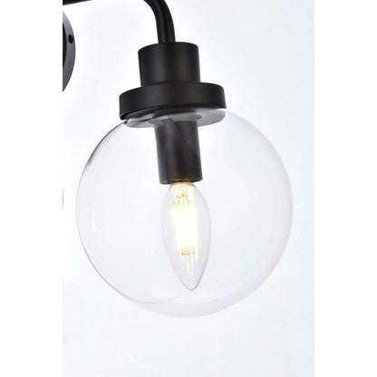 Hanson 3 lights bath sconce in black with clear shade