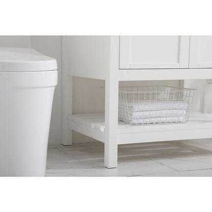 30 inch Single Bathroom Vanity in White with Backsplash