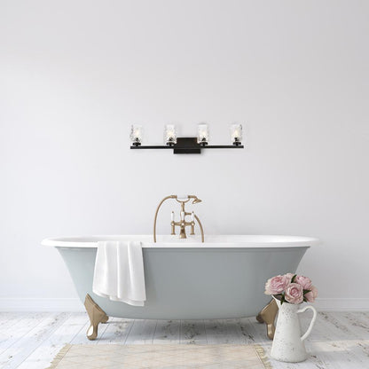 Cassie 4 lights bath sconce in black with clear shade