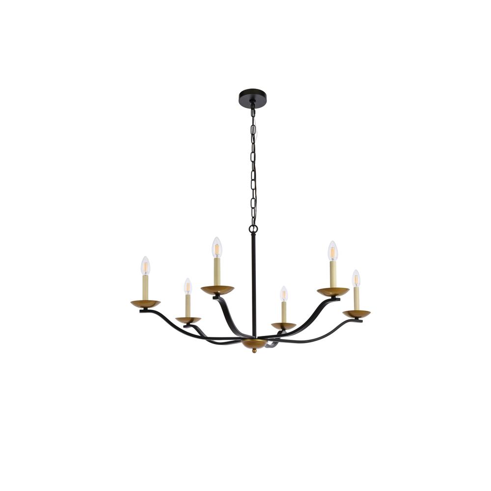 Trey 36 inch pendant in black and brass