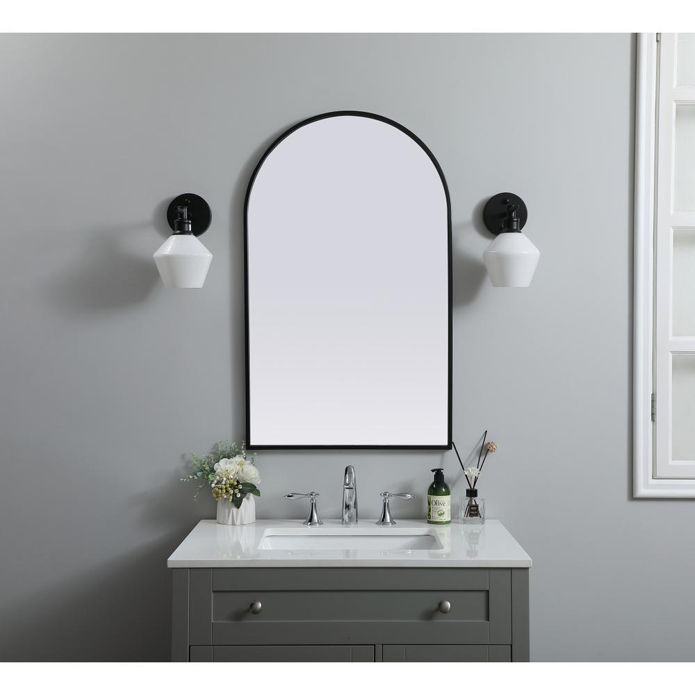 Metal Frame Arch Mirror 22x36 Inch in Black
