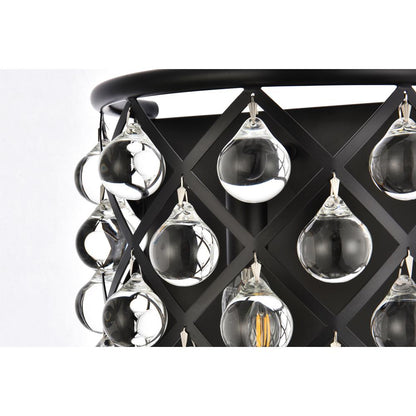 Madison 1 light Matte Black Wall Sconce Clear Royal Cut Crystal