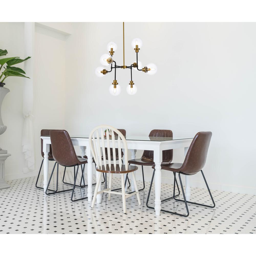 Hanson 8 lights pendant in black with brass with clear shade