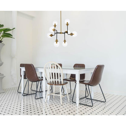 Hanson 8 lights pendant in black with brass with clear shade