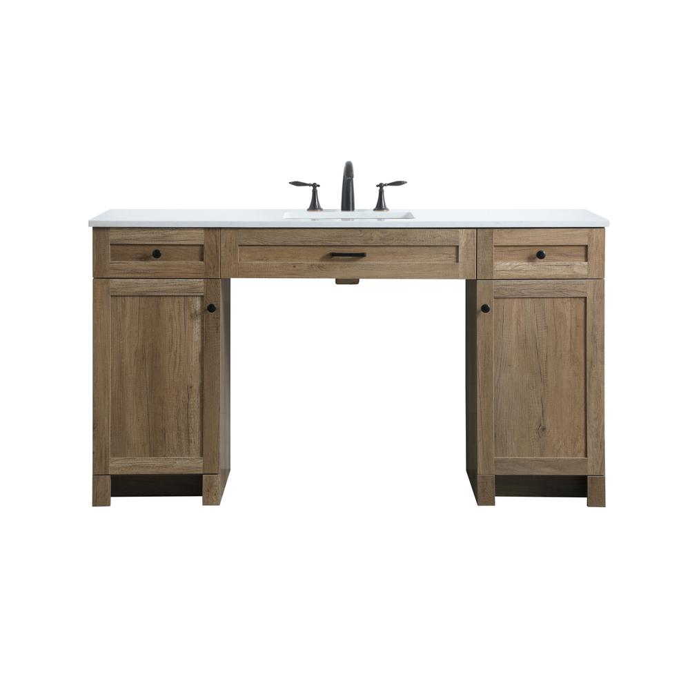 60 Inch ADA Compliant Bathroom Vanity In Natural Oak