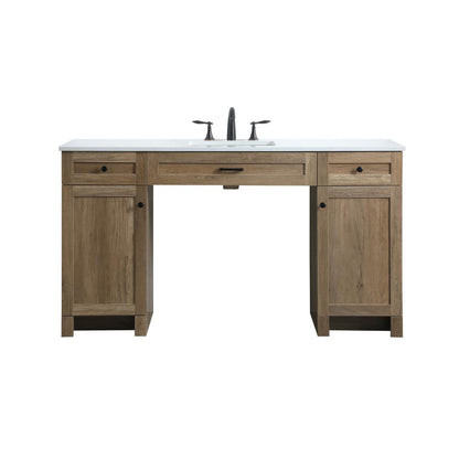 60 Inch ADA Compliant Bathroom Vanity In Natural Oak