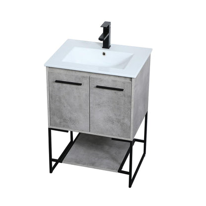 24 inch  Single Bathroom Vanity in Concrete Grey