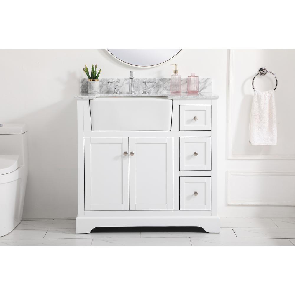 36 inch Single bathroom vanity in white with backsplash