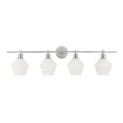 Gene 4 light Chrome and Frosted white glass Wall sconce