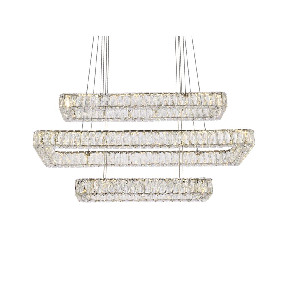 Monroe 42 inch LED triple rectangle pendant in chrome