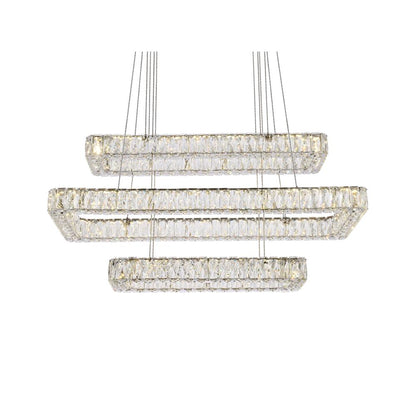 Monroe 42 inch LED triple rectangle pendant in chrome