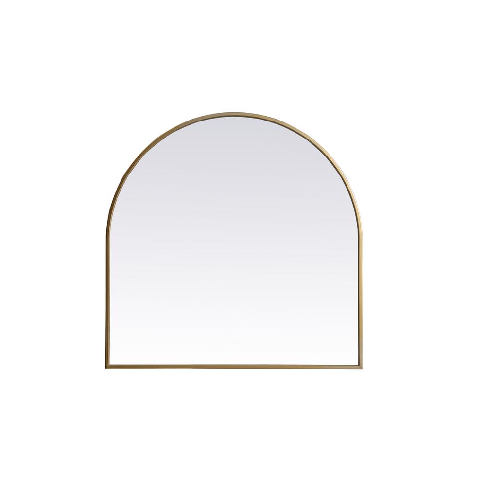 Metal Frame Arch Mirror 30x30 Inch in Brass