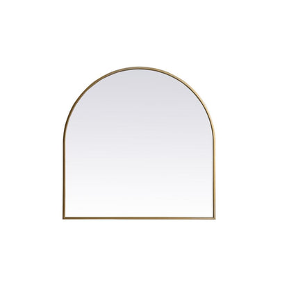 Metal Frame Arch Mirror 30x30 Inch in Brass