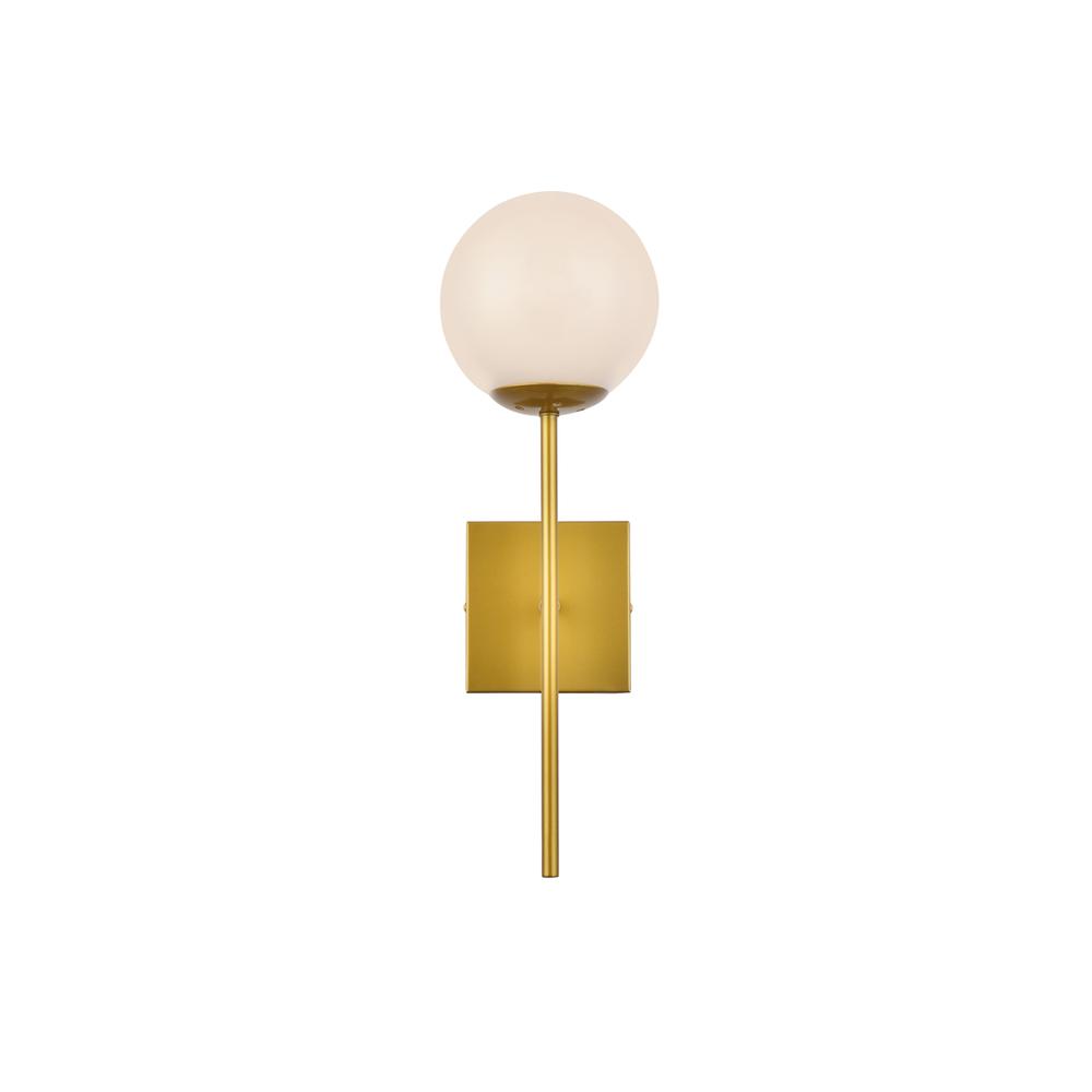 Neri 1 light brass and white glass wall sconce