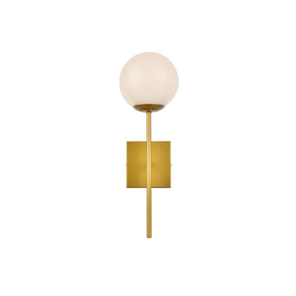 Neri 1 light brass and white glass wall sconce