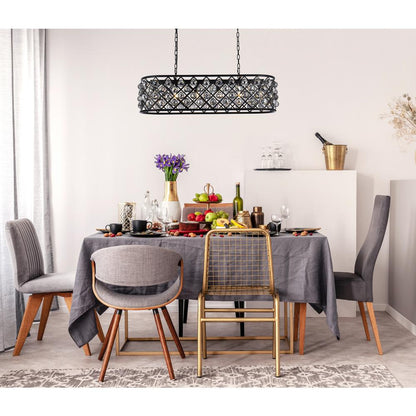 Madison 6 light Matte Black Chandelier Silver Shade (Grey) Royal Cut Crystal