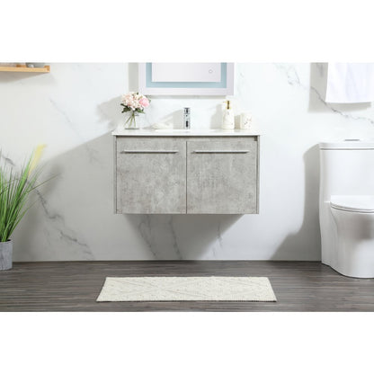36 Inch Single Bathroom Vanity In Concrete Grey