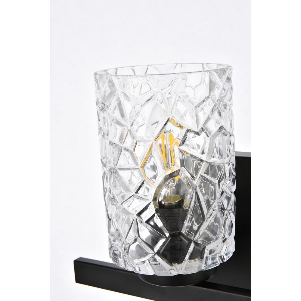 Cassie 1 light bath sconce in black with clear shade