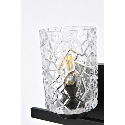 Cassie 1 light bath sconce in black with clear shade