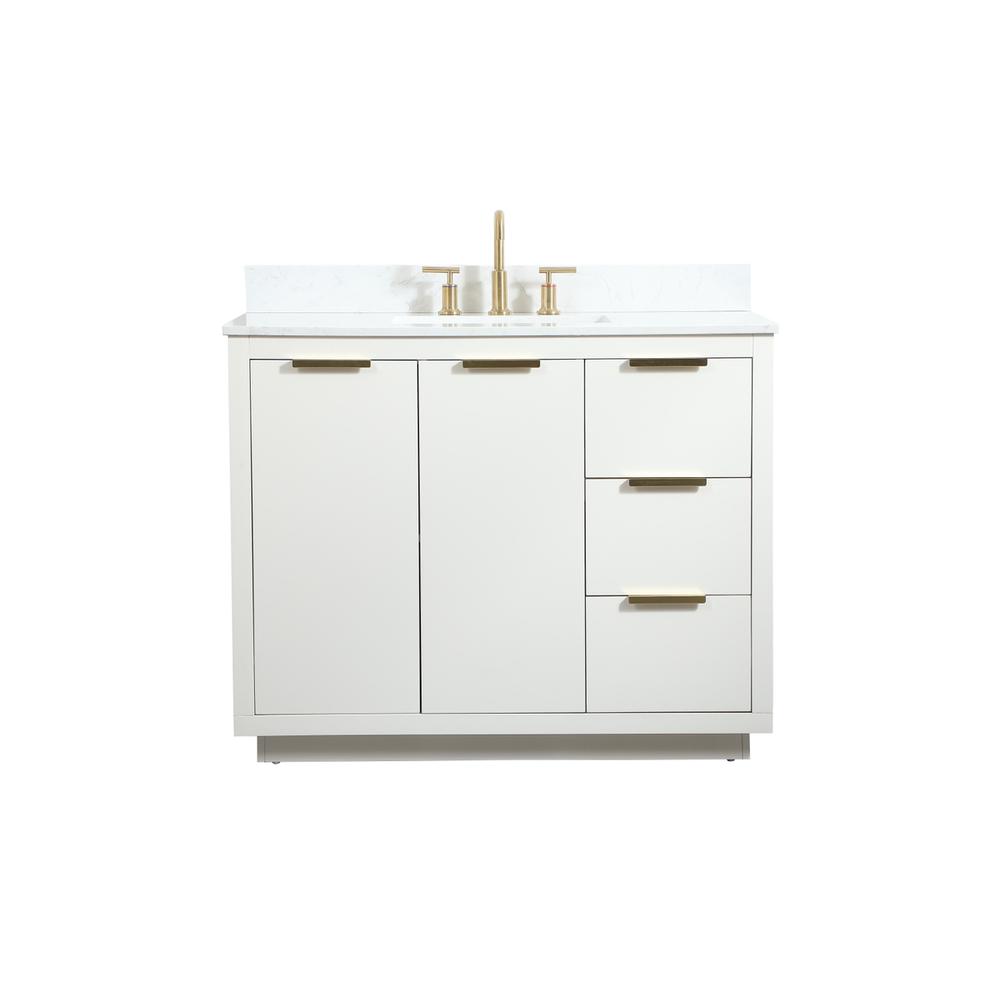 42 inch Single bathroom vanity in white with backsplash