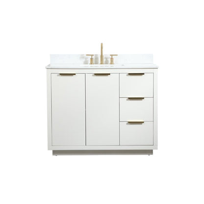 42 inch Single bathroom vanity in white with backsplash