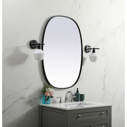 Metal Frame Oval Mirror 30x40 Inch in Black