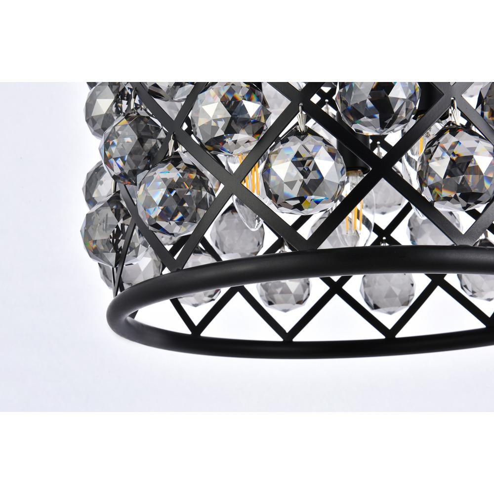 Madison 4 light Matte Black Pendant Silver Shade (Grey) Royal Cut Crystal