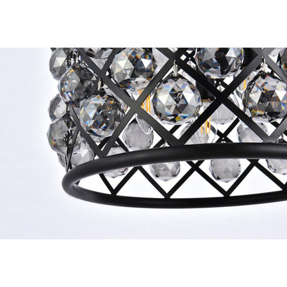 Madison 4 light Matte Black Pendant Silver Shade (Grey) Royal Cut Crystal