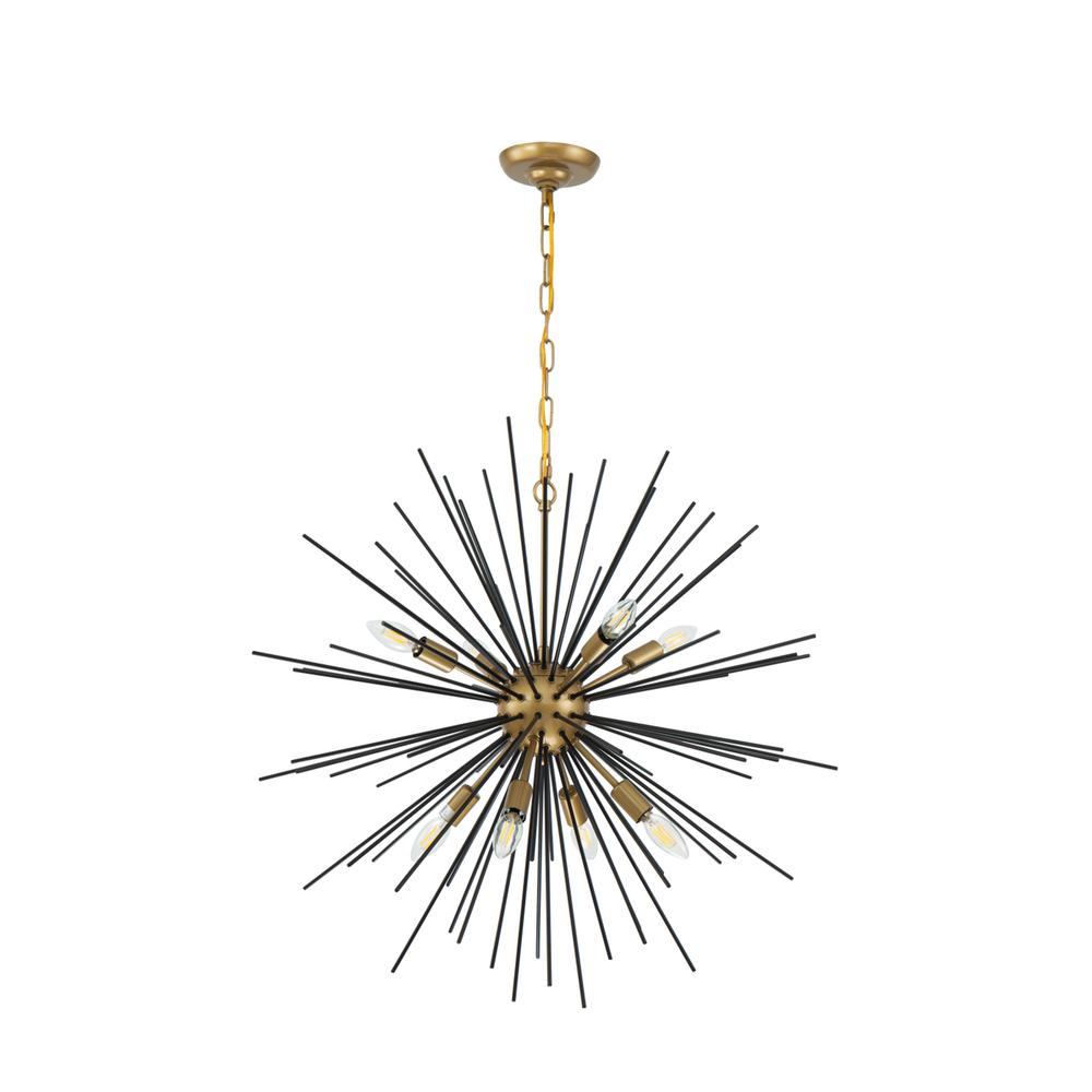 Timber 8 light Brass and Black pendant