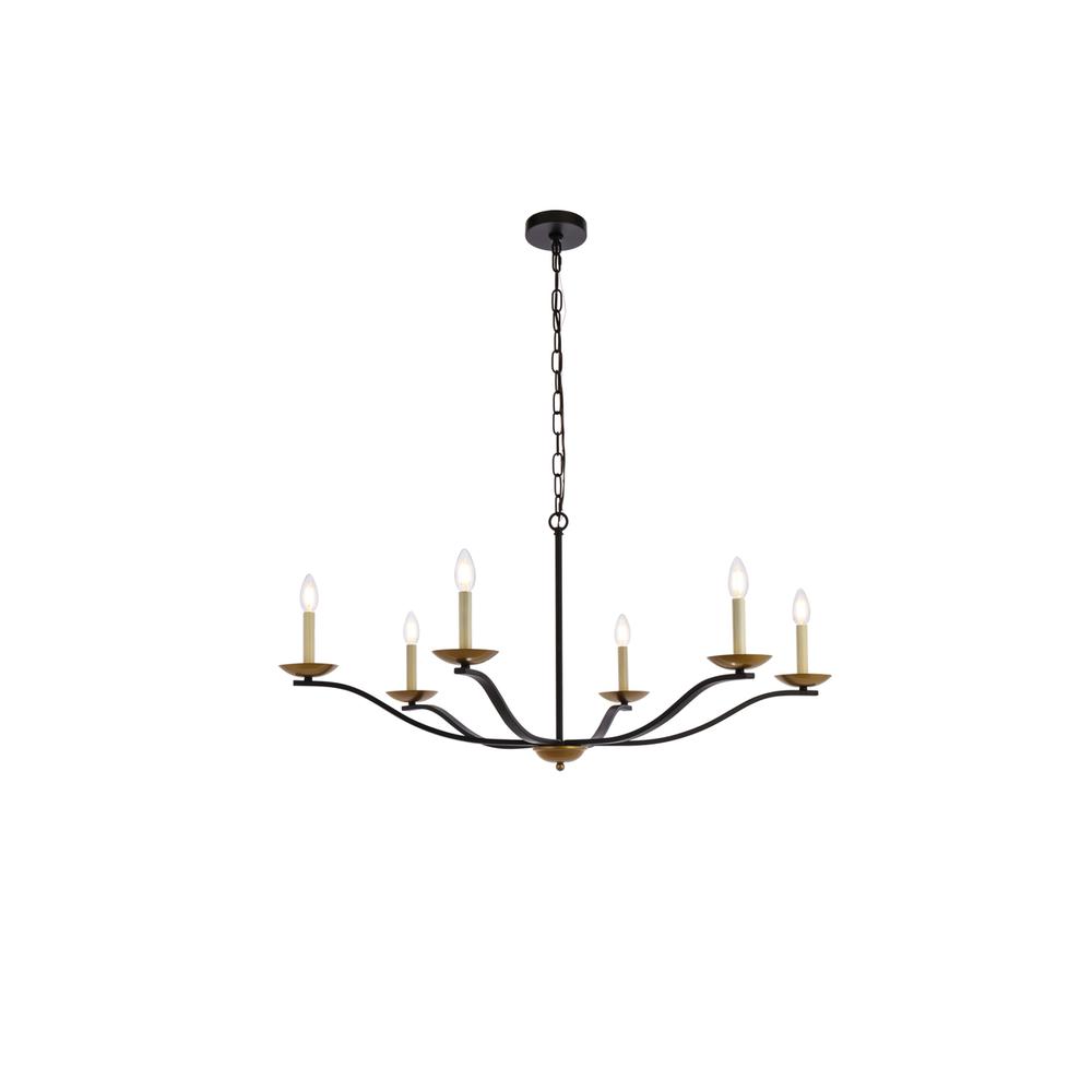 Trey 42 inch pendant in black and brass