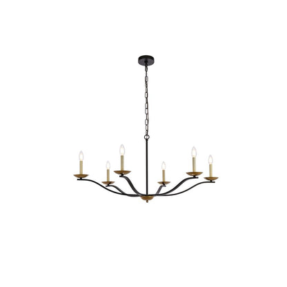 Trey 42 inch pendant in black and brass