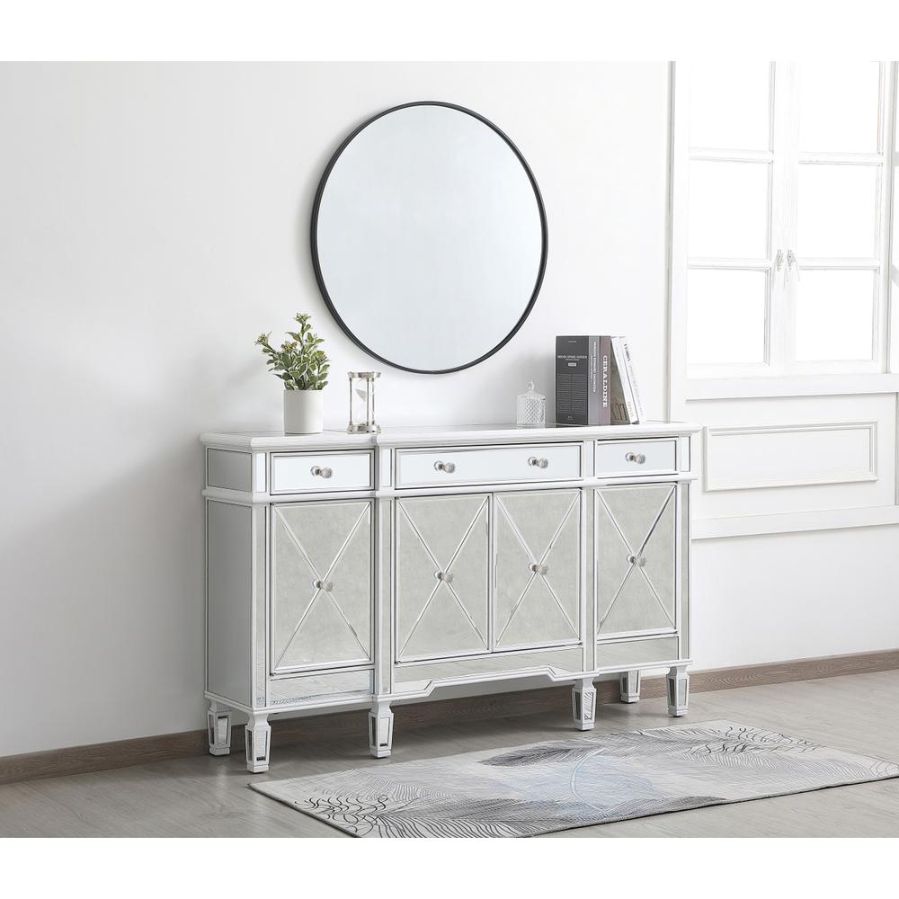 60 inch mirrored credenza in antique white
