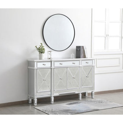 60 inch mirrored credenza in antique white