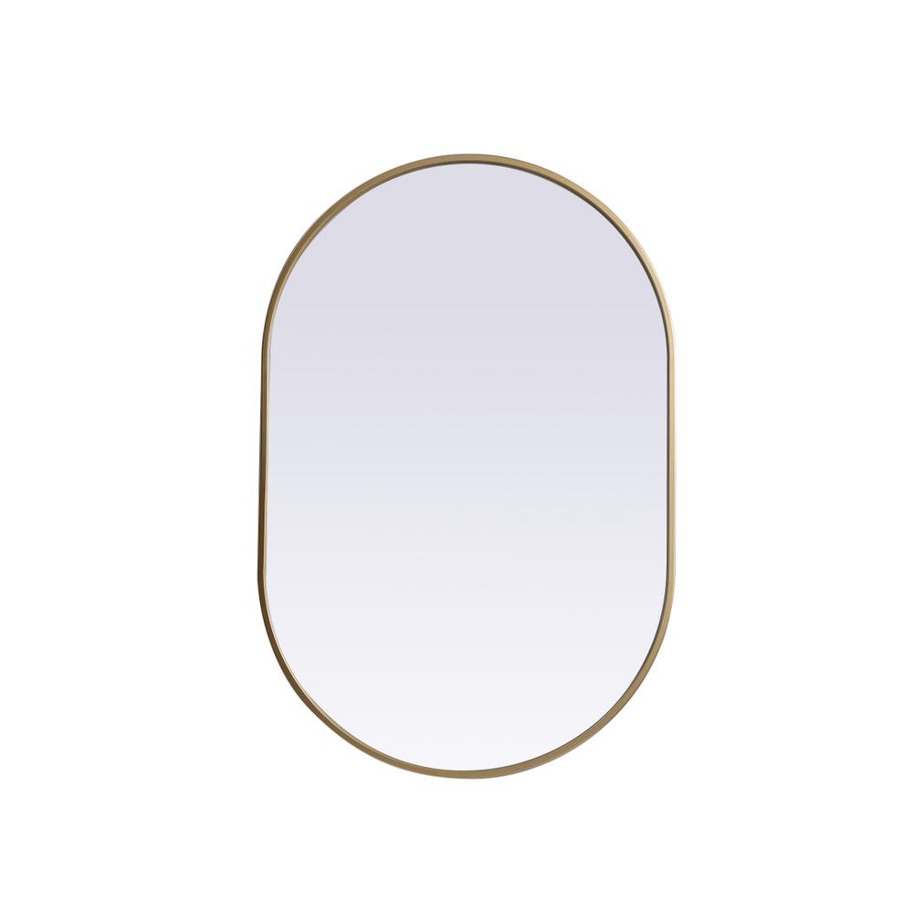 Metal Frame Oval Mirror 24x36 Inch in Brass