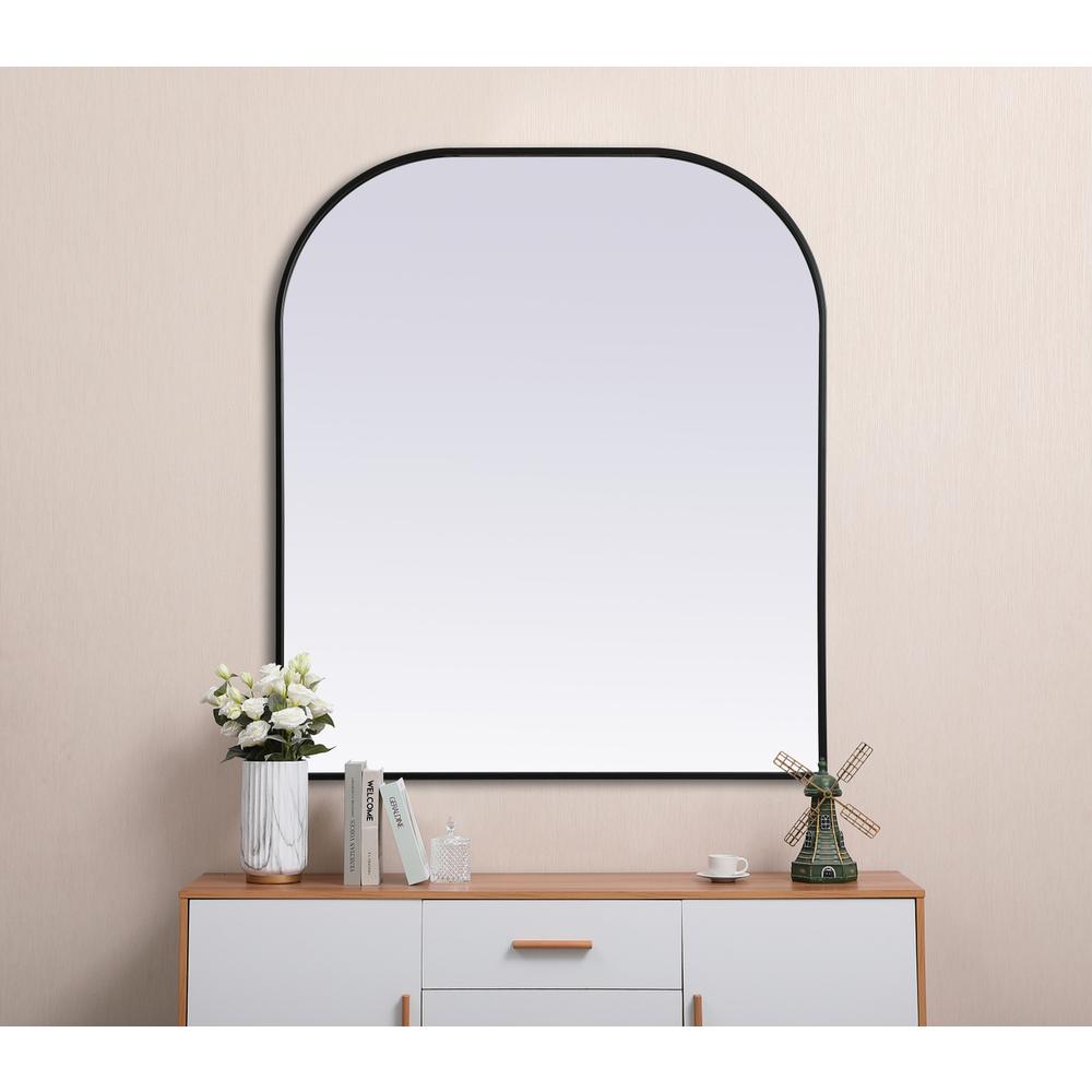 Metal Frame Arch Mirror 36x42 Inch in Black