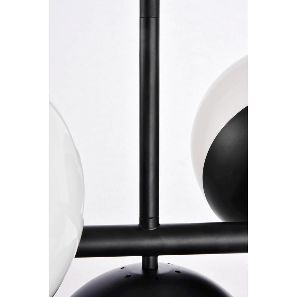 Eclipse 7 Lights Black Pendant With Frosted White Glass