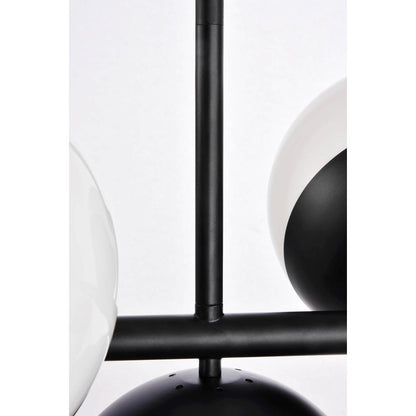 Eclipse 7 Lights Black Pendant With Frosted White Glass