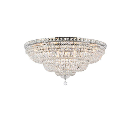 Tranquil 21 light Chrome Flush Mount Clear Royal Cut Crystal