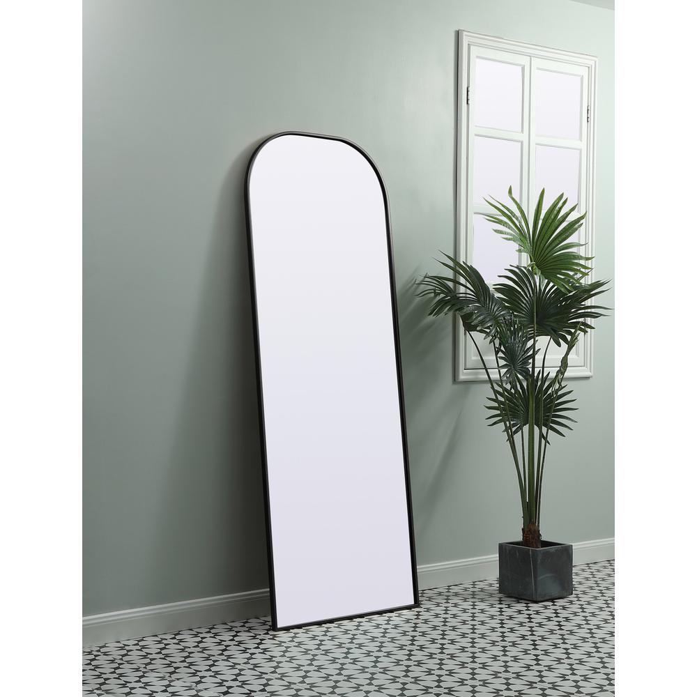 Metal Frame Arch Full Length Mirror 28x74 Inch in Black