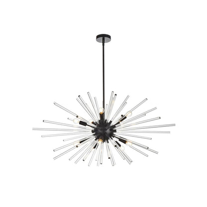 Sienna 42 inch crystal rod pendant in black
