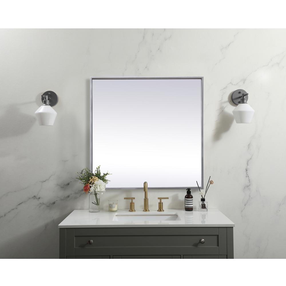 Metal Frame Square Mirror 24 inch in Silver