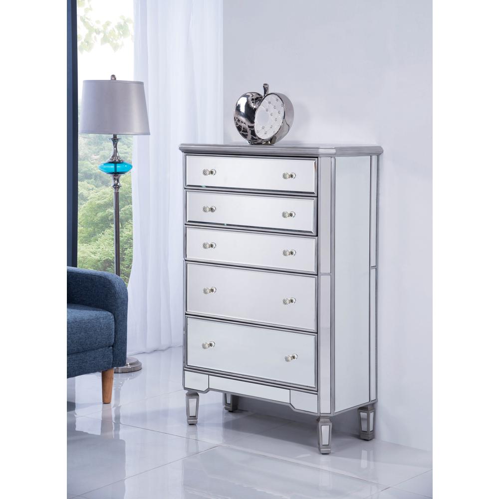 5 Drawer Cabinet 33 in. x 16 in. x 49 in. in silver paint