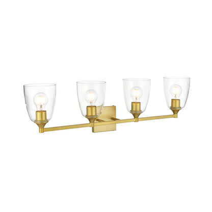 Gianni 4 light Brass and Clear Bath Sconce