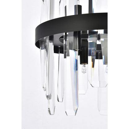 Serena 12 inch crystal round pendant in black